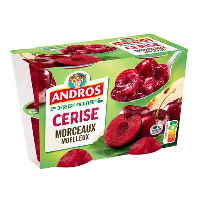Andros Dessert fruitier avec morceaux cerise, 4x100g