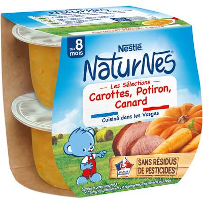 Nestlé - Naturnes Carottes, Potiron, Canard Bol Bébé Dès 8 mois, 2x200g