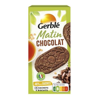 Gerblé 12 Biscuits Matin Chocolat -46% de sucres en moins, 220g