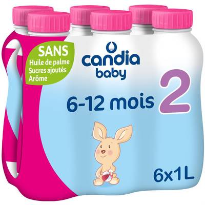 Candia - Baby Lait bébé liquide 2ème âge, 6-12 mois, 6x1L