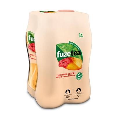 Fuze Tea Thé noir glacé pêche saveur hibiscus, 4x40cl