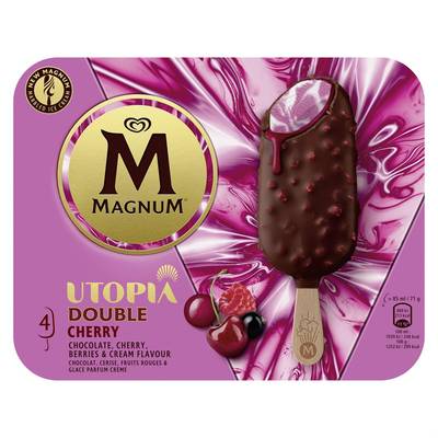 Magnum Bâtonnet cassis framboise coulis cerise, 4 bâtonnets - 284g