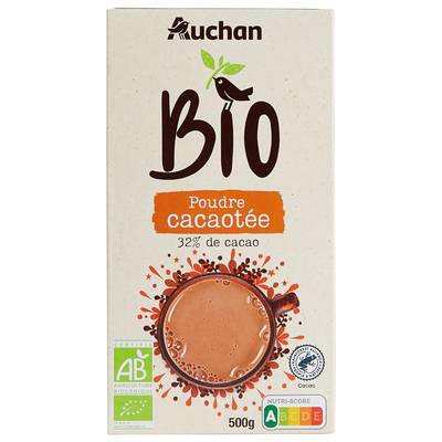 Auchan BIO Chocolat en poudre préparation pour boisson bio, 500g