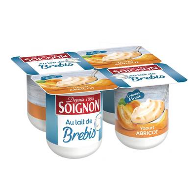Soignon Yaourt abricot au lait de Brebis, 4x110g