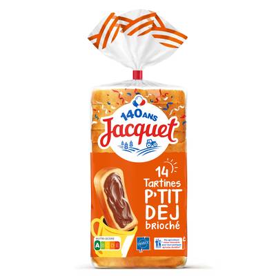 Jacquet Pain de Mie Brioché Tartine P'tit Dej, 14 tranches - 410g