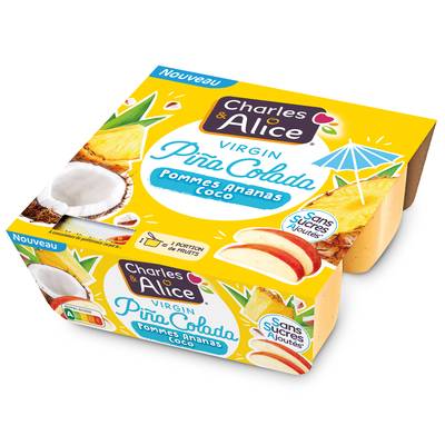 Charles et Alice Compote virgin Pina Colada sans sucre ajouté, 4x97g