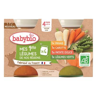 Babybio Légumes Offre Diversification 4 Variétés Bio Pots Bébé Dès 4 mois, 4x130g