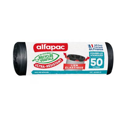 Alfapac Sac poubelle à lien 50L, 10 sac poubelles