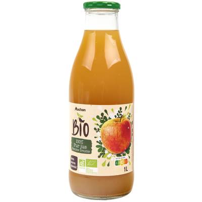 Auchan BIO Pur jus de pomme trouble bio sans sucres ajoutés, 1L