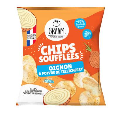 Graam Chips soufflées Oignon et Poivre de Tellicherry, 20g