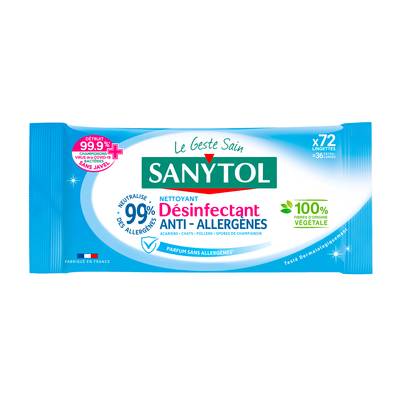 Sanytol Lingettes désinfectantes multi usages anti-allergènes, 48 lingettes