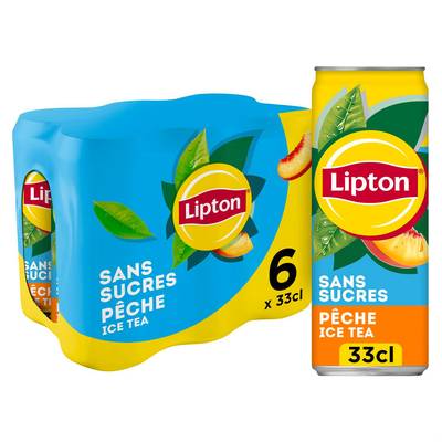 Lipton Ice tea pêche sans sucres, 6x33cl