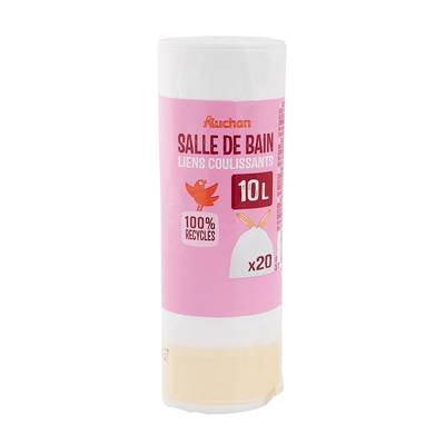 3596710528905 - Auchan - Sacs poubelle salle de bain à liens coulissants 10L