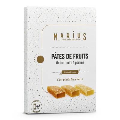 Marius, L'Épicerie Inspirée 5 Pâtes de fruits poire/abricot/pomme de Provence, 125g
