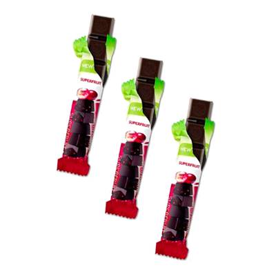 NewTree Barre Chocolat Noir 72% au Fruit Bio, Lot de 3x30g