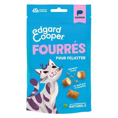 Edgard Cooper Fourrés au Saumon Sans Céréales - Friandise pour Chat, 60g