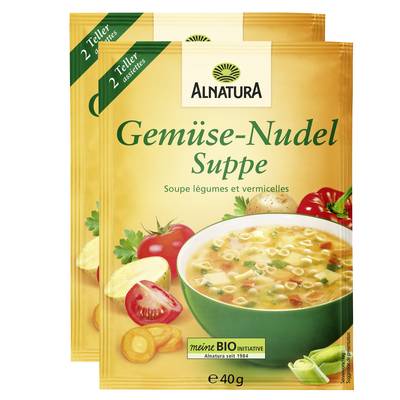 Alnatura Soupe légumes et pâtes bio, Lot de 2x40g