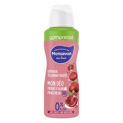 Monsavon Déodorant spray compressé Antibactérien Pierre d'alun, 100ml