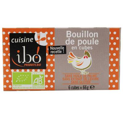 Ibo Bouillon de poule en cube bio, 6x11g