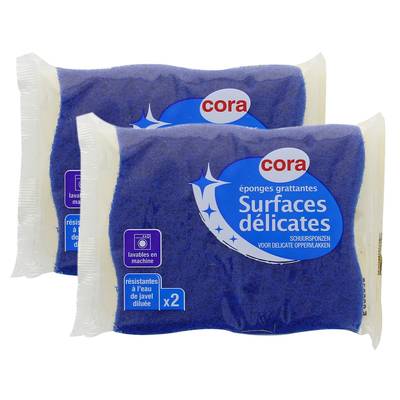 Cora Éponges grattantes surfaces délicates, Lot de 2x2 pièces