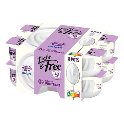 Light&Free Fromage Blanc Nature 0%mg, 8x100g