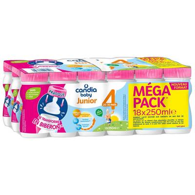 Candia - Baby Lait de Croissance 4 Liquide Mégapack Bébé de 20 à 36 mois, 18x25cl
