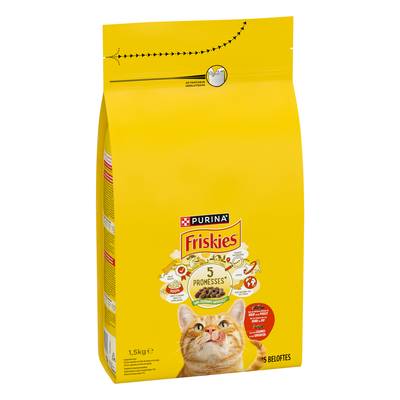 Purina - Friskies Croquettes Boeuf Poulet Légumes pour chat adulte, 1,5kg