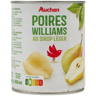 Auchan Poires williams au sirop léger, 460g