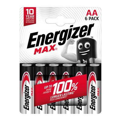 Energizer 6 Piles Alcaline LR6-AA 1,5V Max, 6  piles