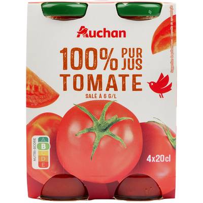Auchan Pur jus de tomate, 4x20cl