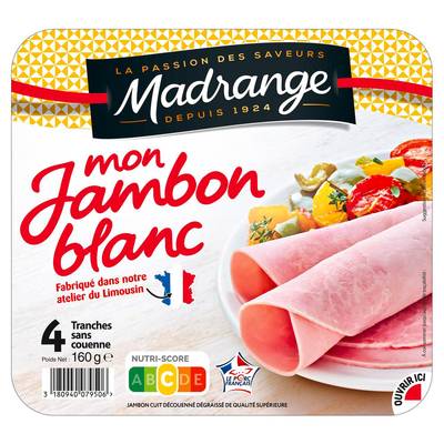 Madrange Jambon blanc, 160g, 4 tranches - 160g