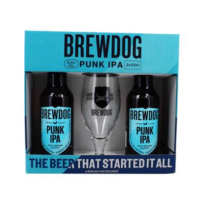 Brewdog Coffret bière I.P.A blonde 5,6° 5.4°, 2x33cl + 1 verre