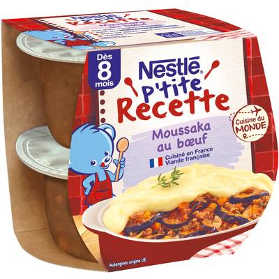 Nestlé - P'tite Recette Moussaka au Boeuf Bol Bébé Dès 8 mois, 2x200g