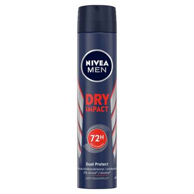 Nivea Men Déodorant spray homme Anti-transpirant 0% Alcool Dry Impact, 200ml