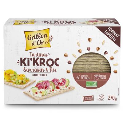 Grillon Or Tartines Ki'Kroc Sarrasin et Riz sans gluten BIO, 270g