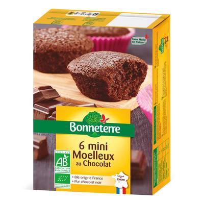 Bonneterre 6 Minis moelleux au chocolat bio, 200g