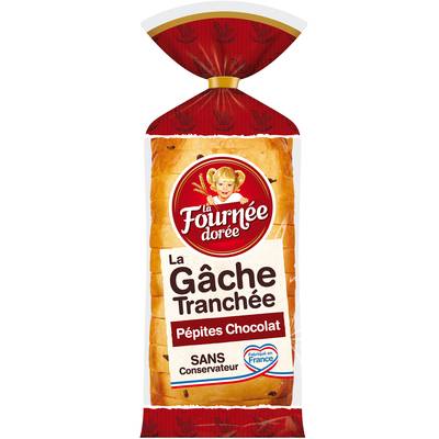 La Fournée Dorée Gâche, Brioche Tranchée aux Pépites de Chocolat, 500g