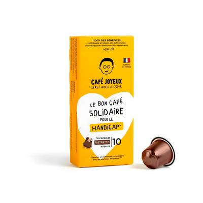 Café Joyeux Café Capsules Ristretto Intensité 10 Compatibles Nespresso, 10 capsules