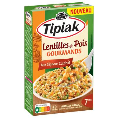 Tipiak Lentilles et Pois Gourmands aux oignons cuisinés, 300g