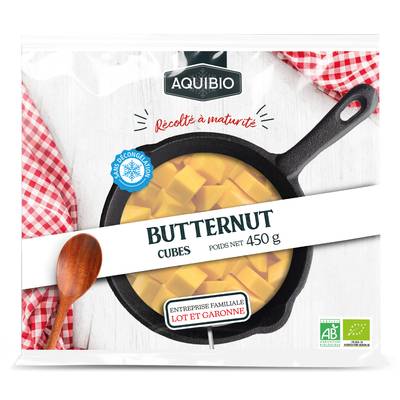 Aquibio Courge Butternut Bio en Cubes, 450g