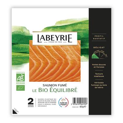 Labeyrie Saumon Fumé Bio Equilibré de Norvège, 65g, 2 tranches