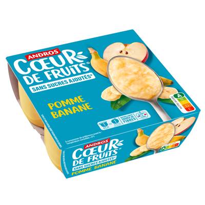 Andros Ecrasé pomme banane sans sucre ajouté, 4x100g