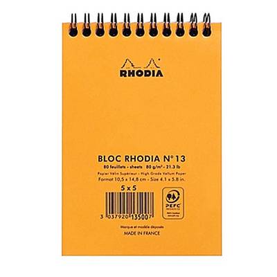 3037920135007 - Rhodia - Un Bloc-notes à spirales 10,5 x 14,8 cm petits carreaux N°13