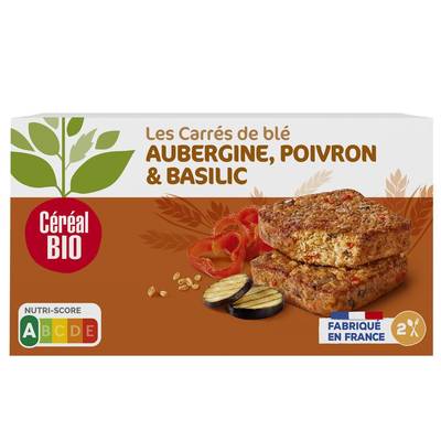 Céréal Bio 2 Carrés Végétaux Blé Aubergines Poivrons Basilic Bio, 200g