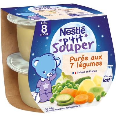 Nestlé - P'tit Souper Purée aux 7 Légumes Bol Bébé Dès 8 mois, 2x200g
