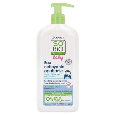 So'Bio Baby Eau micellaire nettoyante Bio pour bébé à l'aloé vera et à la camomille Bio, 500ml