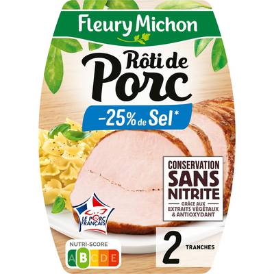 Fleury Michon Rôti de Porc, Taux de Sel Réduit -25%*, 2 tranches - 100g
