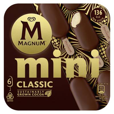 Magnum Mini Mini Bâtonnets Glacés Classic, 6 bâtonnets - 249g