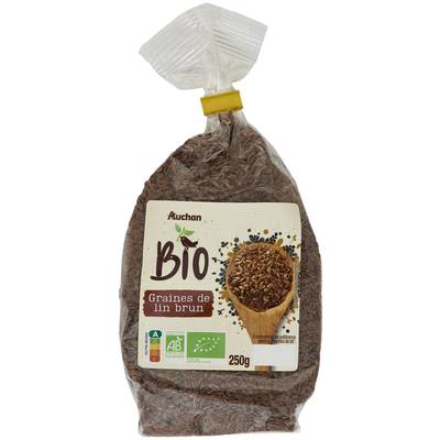 Auchan BIO Graines de lin brun Bio, 250g