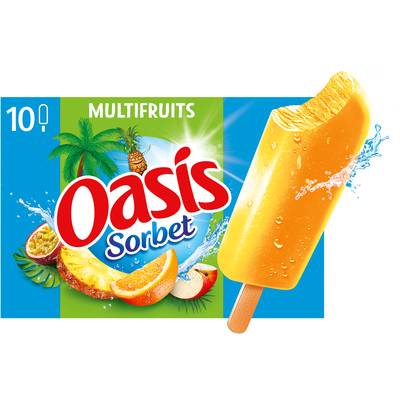 Oasis Sorbet Bâtonnets multifruits, 10 Bâtonnets - 400g
